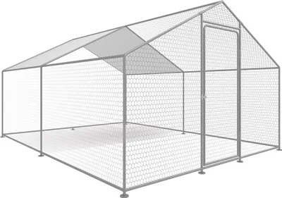 Produktbild von Hühnergehege 9 m² mit Maschendrahtzaun 3 x 3 x 2 m aus verzinktem Stahl