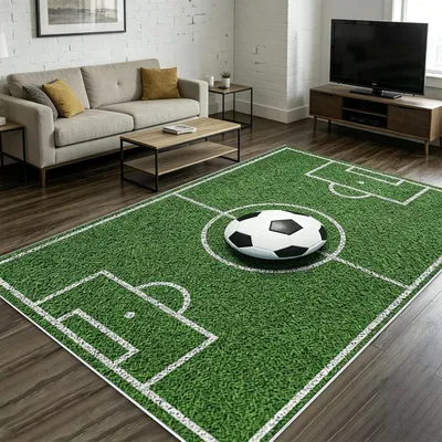 Productafbeelding van Voetbaltapijt 80 x 120 cm, laagpolig, antislip, voor kinderkamer