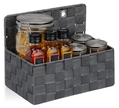 Image de Panier de rangement suspendu, organiseur pour salle de bain, couloir, chambre à coucher, dimensions (H x L x P) : 20 x 25 x 15 cm, gris