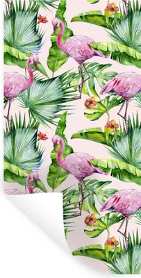 Produktbild von MuchoWow® Wandtattoo Wandsticker Wandaufkleber Flamingo - Pflanzen - Muster 40x80 cm Selbstklebend und Repositionierbar - Repositionierbar - Wasser abweisend