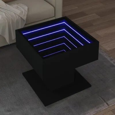 Image de Maison Exclusive - Table basse LED noire 50x50x45 cm Matériau dérivé du bois