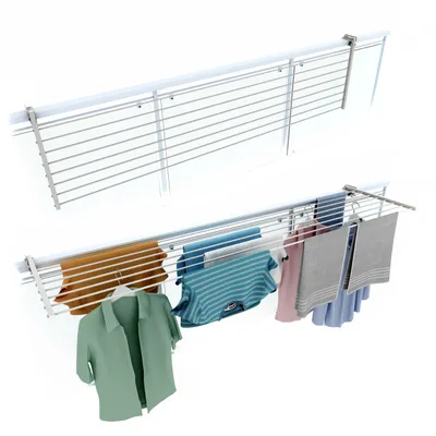 Obrázek produktu pro Hliníkový sušák na prádlo na balkón, bez vrtání, nerez - Foxydry Duo White 202 cm