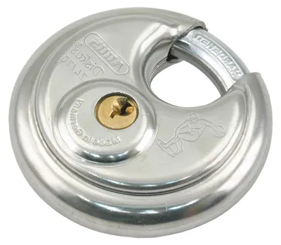 Productafbeelding van Abus Hangslot Discus 24 - Ø70 mm - Verzinkt - Gehard Stalen Beugel 10 mm - Roestvaststalen Kast - Messing Cilinder met 4 Stiften - Inclusief 2 Sleutels - Geschikt voor Fiets, Boot, Caravan