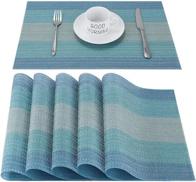 Zdjęcie produktu dla CHAOCHI Podkładki niebieskie PVC żaroodporne Zestaw 6 30x45cm