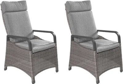 Produktbild von Gartensessel - Braun - Anthrazit - Kunststoffgeflecht - verstellbar - 2er Set