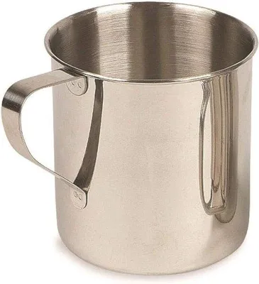 Obrázok produktu pre Poháre RVS (250 ml/450 ml) – poháre s objemom 0,25 l alebo 0,45 l, s uchom a odmerkou – chutné, nerozbitné, bez škodlivých látok