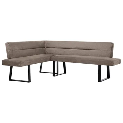 Produktbild von BEAUTYSOFA | Eckbank CRESTO Cappuccino Links, Polsterbank mit Rückenlehne, Eckbank für Esszimmer und Küche, schwarze Metallkufen, moderner Essplatz