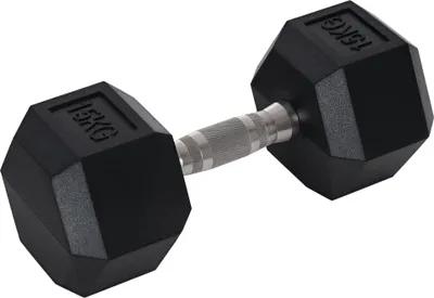 Produktbild von HOMCOM Gummi-Hantel Fitness Hantel Kurzhantel für Trainingsraum Büro sechseckige Form Metall Gummi schwarz 15 KG