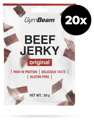Produktbild von GymBeam - Beef Jerky, 20 x 50 g, Original
