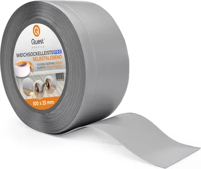 Obrázok produktu pre QUEST Mäkká soklová lišta, Pružná soklová lišta, Rohová soklová lišta, PVC 100x25mm, sivá, 10m
