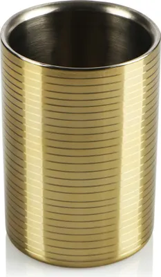 Produktbild von com-four® Flaschenkühler - Sektkühler - Eiswürfelkühler aus Edelstahl, Weinkühler - Eiswürfelkübel doppelwandig in goldfarben 10,5 cm Innendurchmesser