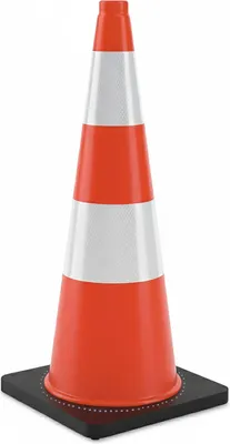 Obrázok produktu pre Relaxdays dopravný kužeľ, 75 cm, ohraničovací kužeľ, vysoká viditeľnosť, reflexný, staveniskový kužeľ, PVC a guma, oranžová/strieborná