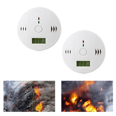 Image de Détecteur de CO 2 pièces Détecteur d'incendie Monoxyde de carbone installation simple Détecteur d'incendie CO Monoxyde de carbone Détecteur de CO
