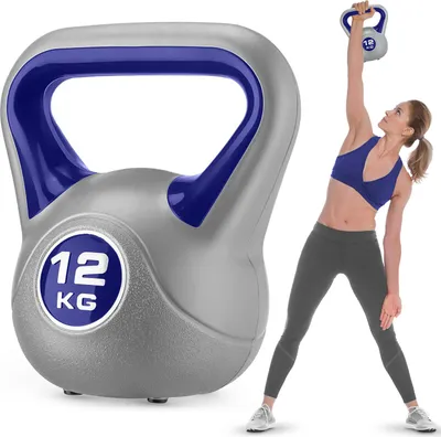 Obrázek produktu pro Gymtek® Kettlebell Dumbbell - 12kg závaží - kettlebell, houpací činka, závaží s míčem pro domácí posilovnu, fitness, pilates, silový trénink