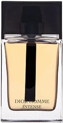 A clear, professional studio shot of a bottle of Dior Homme Intense Eau de Parfum.