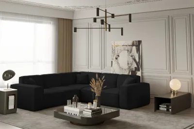 Produktbild von Ecksofa Designersofa CELES in Stoff Opera Velvet Schwarz Seite Universal