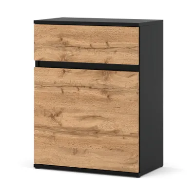 Zdjęcie produktu dla STIV Möbel | Komoda Biały Mat 60x78 cm | 1 szuflada i drzwiczki z półką | Szafka do łazienki, przedpokoju lub sypialni