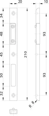 Immagine prodotto di Frontale regolabile 3/PSR-V per l'instradamento, a destra, effetto acciaio inox