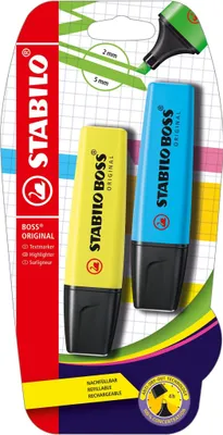 Zdjęcie produktu dla STABILO BOSS ORIGINAL 2 blister żółty niebieski