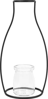 Produktbild von QUVIO Blumenvase Stahlrahmen - Drahtvase - Stahldrahtvase - Vasen - Schwarz