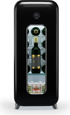 Produktbild von Klarstein Freistehender Weinkühlschrank 1 Zone, Getränkekühlschrank Klein, Kleiner Weinschrank, Wein-Kühlschrank Klein mit Glastür, Indoor/Outdoor Flaschenkühlschrank, Wine Fridge, 15 Flaschen