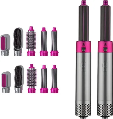 Obrázok produktu pre Sada teplovzdušných kefiek 5 v 1 Air Styler: iónový fén na vlasy, fén na vlasy, okrúhla kefa na vlasy, narovnávacia kefa, tepelná kefa - D2YME 1+1 zad