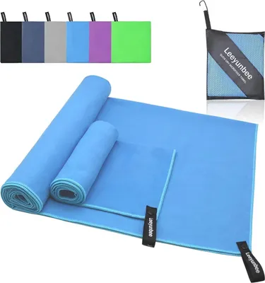 Produktbild von Leeyunbee Mikrofaser Handtuch Set Badetuch Groß Klein Blau
