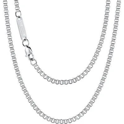 Productafbeelding van Boxketting voor heren, 18K goudkleurig, roestvrij staal, 2mm breed, 60cm lang, zilverkleurig
