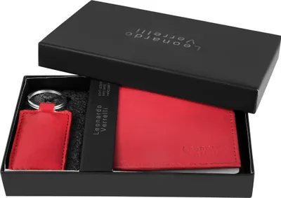 Produktbild von Leonardo Verrelli Geschenkset mit Geldbörse und Schlüsselanhänger aus Echtleder