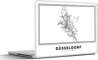 Produktbild von MuchoWow® Laptop Aufkleber Sticker Cover Stadtplan - Schwarz und weiß - Karte - Düsseldorf - Deutschland 36.5x27.5 cm - Laptop-Sticker