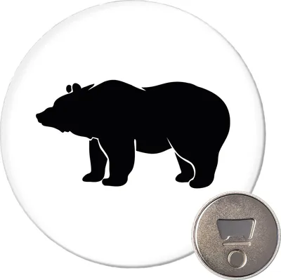 Produktbild von Huuraa Magnet Bär Silhouette 59mm Kühlschrankmagnet rund Flaschenöffner Geschenkidee