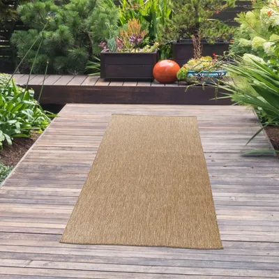 Produktbild von Zeitloser In- & Outdoorteppich wetterfest und pflegeleicht im Unidesign Beige Größe - 80 x 150 cm