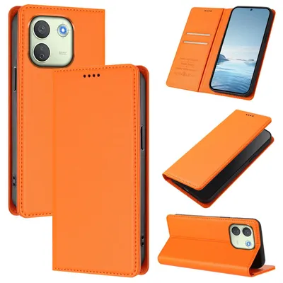 Produktbild von Handyhülle für Xiaomi Redmi Note 17 Pro Max, Kunstleder Klapphülle Stoßfeste Magnetische Hülle mit Ständer Orange