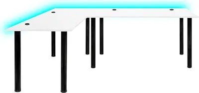 Produktbild von SyberDesk Gaming Pro LED Eckschreibtisch 197 x 132 cm mit LED großer Computer-Schreibtisch, Gaming tisch, USB HUB, (links, Weiß)