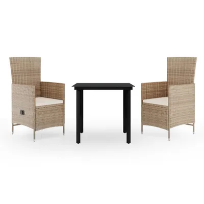 Immagine prodotto di vidaXL Set da pranzo da giardino 3 pezzi con cuscini, beige