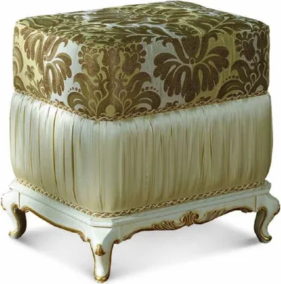 Produktbild von Casa Padrino Luxus Barock Hocker Grün / Elfenbein / Gold H. 48 cm -  Italy