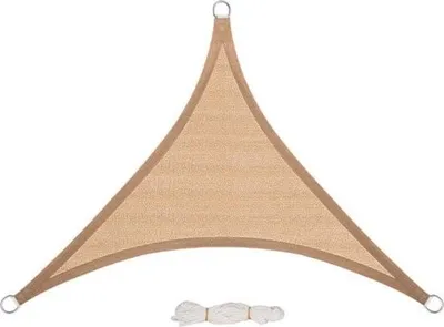 Obrázek produktu pro Trojúhelníková stínicí tkanina - HDPE s UV filtrem - propouští vítr a odpuzuje vodu - robustní a odolná - hnědá - 3,6x3,6x5,1 m