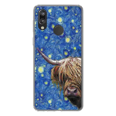 Produktbild von MuchoWow® Handyhülle Schutzhülle Hülle für Huawei P20 Lite (2020) Sternennacht - Van Gogh - Schottischer Highlander Silikon Softcase Handy Hülle - Kartenhalter