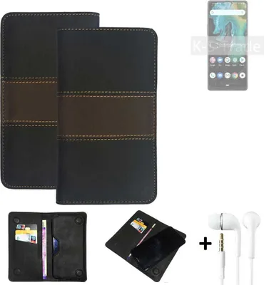 Produktbild von K-S-Trade Handyhülle + Kopfhörer kompatibel mit Cubot Max 3 Schutzhülle Walletcase Bookstyle Tasche Schutz Case Hülle Wallet Cover Kunstleder