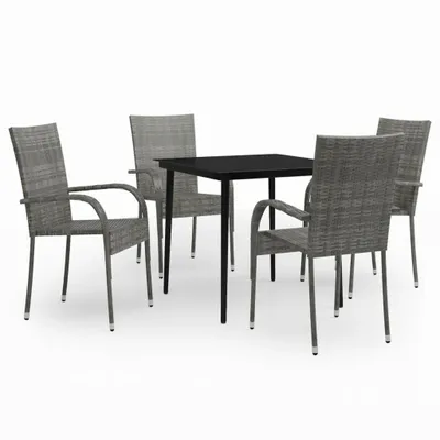 Produktbild von vidaXL 5-tlg. Garten-Essgruppe Grau und Schwarz