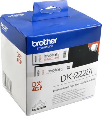 Produktbild von Brother DK-22251, Schwarz und rot auf weiß, DK, Schwarz, Blau, Weiß, Wärmeübertragung, China, 5 Jahr(e)
