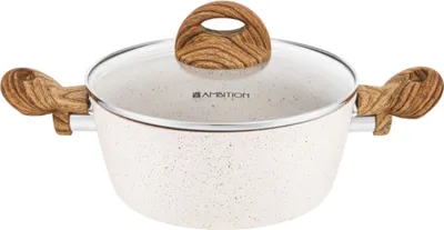Zdjęcie produktu dla Rondel aluminiowy AMBITION Garnek do zupy Pokrywka Plastikowe uchwyty NATURE 2,2L