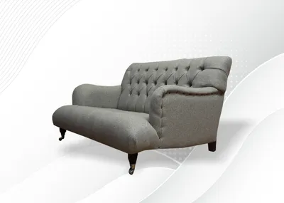 Produktbild von Chesterfield 2 Sitzer Stoff Grau Textil Luxus Wohnzimmer Modern Design Sofa Neu