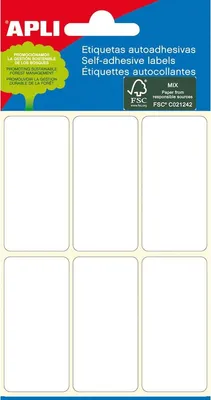 Produktbild von Apli – weiße Etiketten, 26 x 54 mm (B x H), 36 Stück, 6 pro Blatt (2681)