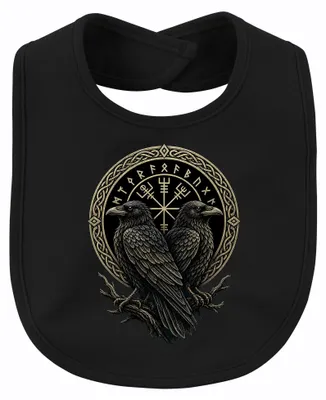 Produktbild von Wikinger Raben Hugin Munin Vegvisir Kompass Runen Nordisch Thor Baby, Schwarz, Einheitsgröße