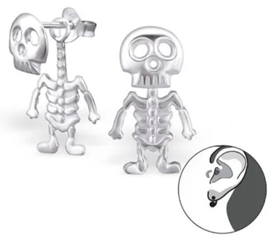 Produktbild von Kinderohrstecker Silber Ohrringe Skelett beweglich