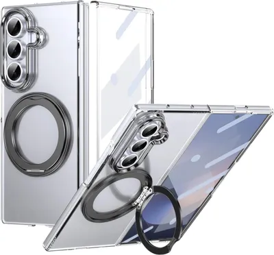 Produktbild von Für Samsung Galaxy Z Fold7 MagSafe Integrierte 360 Rotation Ring Hülle Schwarz