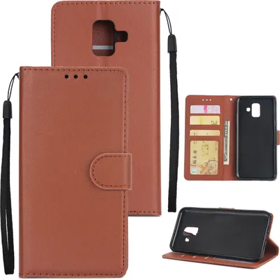 Produktbild von Für Samsung J6 plus Flip-Typ Leder Schutzhülle mit 3 Kartenposition Schnalle Design Abdeckung braun