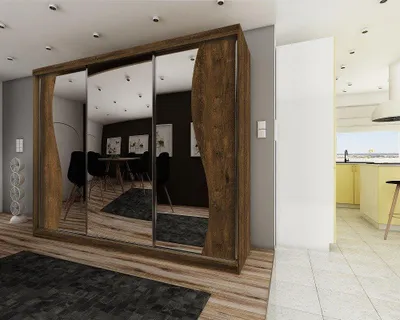 Produktbild von Kleiderschrank Top 8 250 cm in 3 Farben. Variante: Farbe Esche Dunkel, Größe 205x200x62