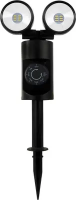 Produktbild von REV LED Strahler Schwarz IP44 2 x 6W 600lm kaltweiß Dämmerungsautomatik Erdspieß